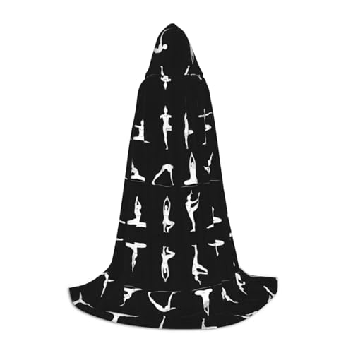 ZXMDZTSS Yoga-Print Jugend-Kapuzenumhang, Umhang für Teenager, Halloween-Kostüm, wiederverwendbare Partykleidung, Größe S von ZXMDZTSS