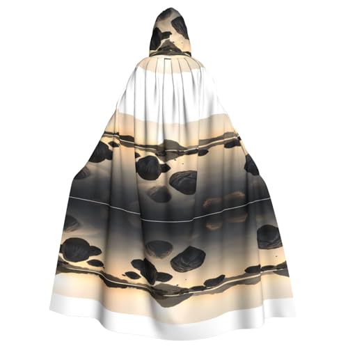 ZXMDZTSS Zen Stone – Halloween-Kapuzenumhang für Erwachsene, Volldruck, Party-Kostüm, Bindeverschluss, Polyester von ZXMDZTSS