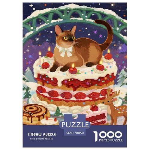Abyssinischen 1000 Teile Puzzles Haustier Katze Puzzlespiele Lernspiel Herausforderung Spielzeug Für Erwachsene Tolle Geschenkidee 70x50cm/1000pcs von ZXOAWQX