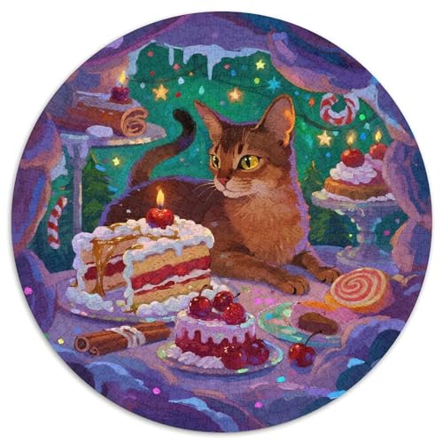 Abyssinischen 1000 Teile Rundes Puzzle Kreatives Pet Katze Jigsaw Geschenk Erwachsene Anspruchsvoll Für Die Ganze Familie 1000pcs (67.5x67.5cm) von ZXOAWQX