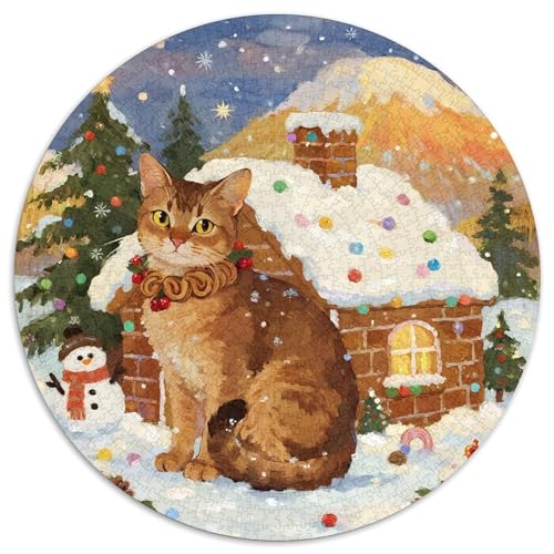 Abyssinischen 1000 Teile Rundes Puzzle Kreatives Pet Katze Jigsaw Geschenk Unmögliches Spiel Für Die Ganze Familie 1000pcs (67.5x67.5cm) von ZXOAWQX