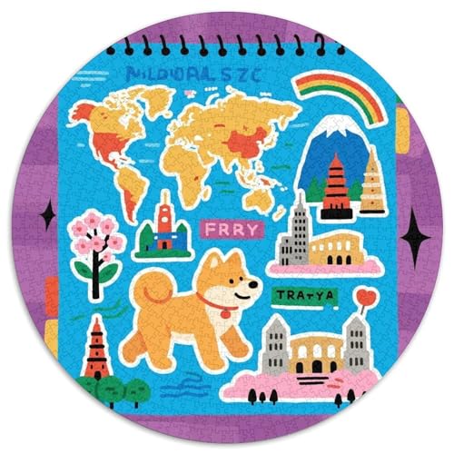 Akita Hund 1000 Teile Rundes Puzzle Kreatives Hund Geschenk Erwachsene Anspruchsvoll Für Die Ganze Familie 1000pcs (67.5x67.5cm) von ZXOAWQX