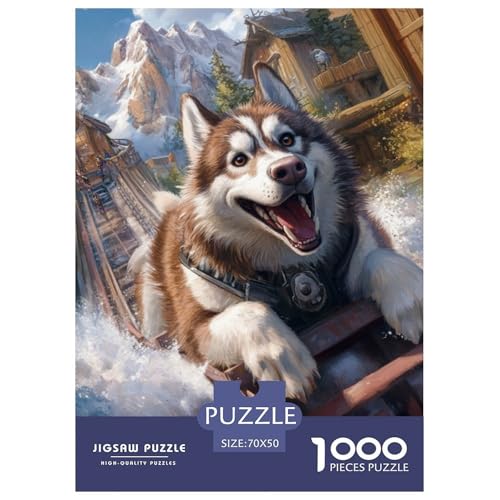 Alaskanische Malamute 1000 Teile Puzzles Dekoration Klassisches Lernspiel Für Erwachsene Tolle Geschenkidee 70x50cm/1000pcs von ZXOAWQX