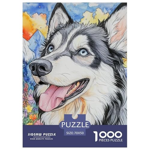 Alaskanische Malamute 1000 Teile Puzzles Dekoration Klassisches Lernspiel Für Erwachsene Tolle Geschenkidee 70x50cm/1000pcs von ZXOAWQX