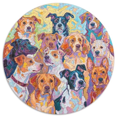 Alle Hunde 1000 Teile Rundes Puzzle Kreatives Hund Jigsaw Geschenk Unmögliches Spiel Für Erwachsene Und Kinder 1000pcs (67.5x67.5cm) von ZXOAWQX