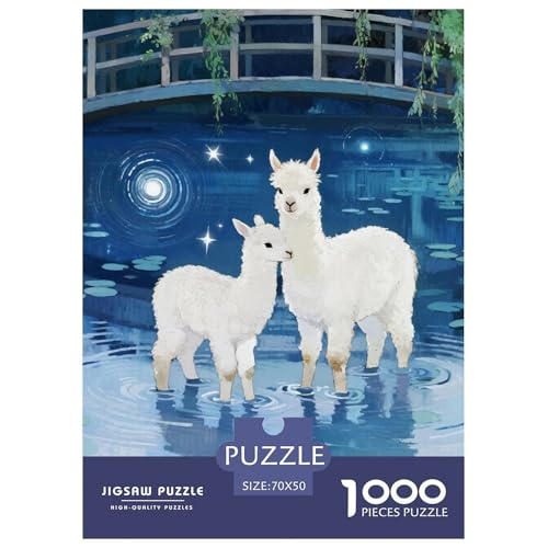 Alpakas 1000 Teile Puzzles Tier Clevere EIN Herausforderndes Für Erwachsene Und Kinder Ab 12 Jahren Tolle Geschenkidee 70x50cm/1000pcs von ZXOAWQX