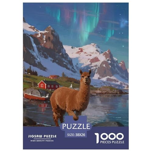 Alpakas 1000 Teile Puzzles Tier Clevere Lernspiel Herausforderung Spielzeug Für Erwachsene Tolle Geschenkidee 38x26cm/1000pcs von ZXOAWQX