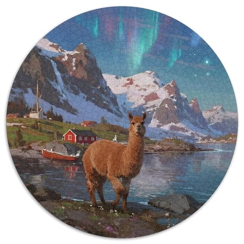 Alpakas 1000 Teile Rundes Puzzle Stressabbau Tier Geschenk Unmögliches Spiel Für Erwachsene Und Kinder 1000pcs (67.5x67.5cm) von ZXOAWQX