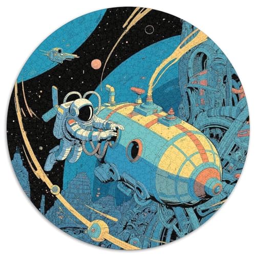 Astronaut 1000 Teile Rundes Puzzle Kreatives Der Weltraum Geschenk Unmögliches Spiel Für Erwachsene Und Kinder 1000pcs (67.5x67.5cm) von ZXOAWQX