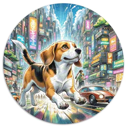 BAdler Hunds 1000 Teile Rundes Puzzle Stressabbau Hund Geschenk Unmögliches Spiel Für Erwachsene Und Kinder 1000pcs (67.5x67.5cm) von ZXOAWQX