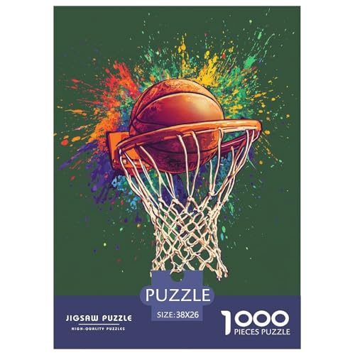 Basketball 1000 Teile Puzzles Dekoration EIN Herausforderndes Für Erwachsene Und Kinder Ab 12 Jahren Tolle Geschenkidee 38x26cm/1000pcs von ZXOAWQX