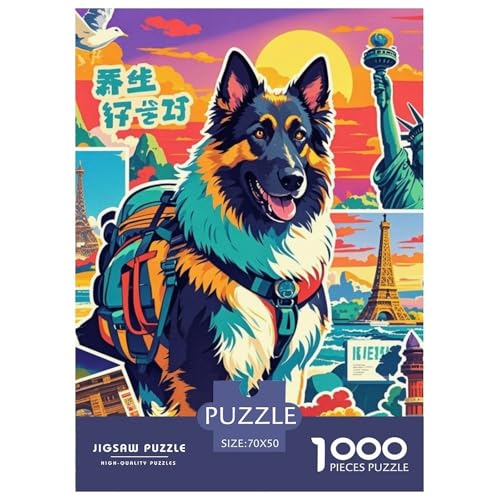Belgischer Hirte 1000 Teile Puzzles Süße Haustiere Dekoration Lernspiel Herausforderung Spielzeug Für Die Ganze Familie Tolle Geschenkidee 70x50cm/1000pcs von ZXOAWQX
