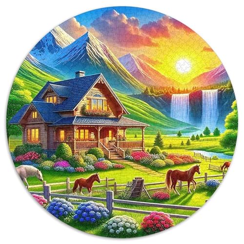 Berglandschaft 1000 Teile Rundes Puzzle Stressabbau Geschenk Unmögliches Spiel Für Die Ganze Familie 1000pcs (67.5x67.5cm) von ZXOAWQX