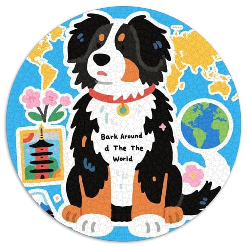 Berner Berghund 1000 Teile Rundes Puzzle Kreatives Hund Geschenk Anspruchsvoll Für Erwachsene Und Kinder 1000pcs (67.5x67.5cm) von ZXOAWQX