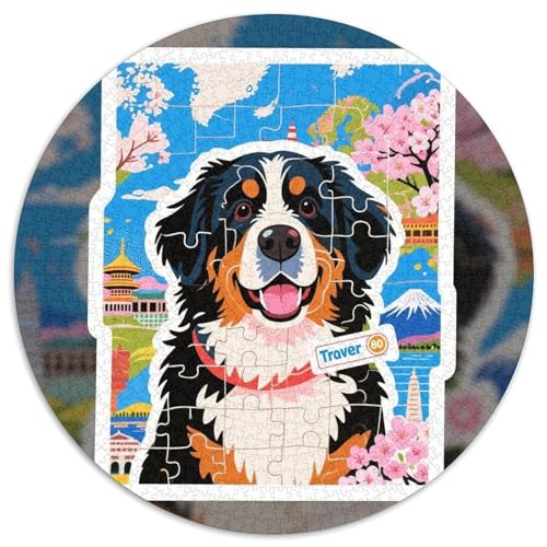Berner Berghund 1000 Teile Rundes Puzzle Kreatives Hund Geschenk Unmögliches Spiel Für Die Ganze Familie 1000pcs (67.5x67.5cm) von ZXOAWQX