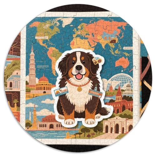 Berner Berghund 1000 Teile Rundes Puzzle Kreatives Hund Jigsaw Geschenk Erwachsene Anspruchsvoll Für Die Ganze Familie 1000pcs (67.5x67.5cm) von ZXOAWQX