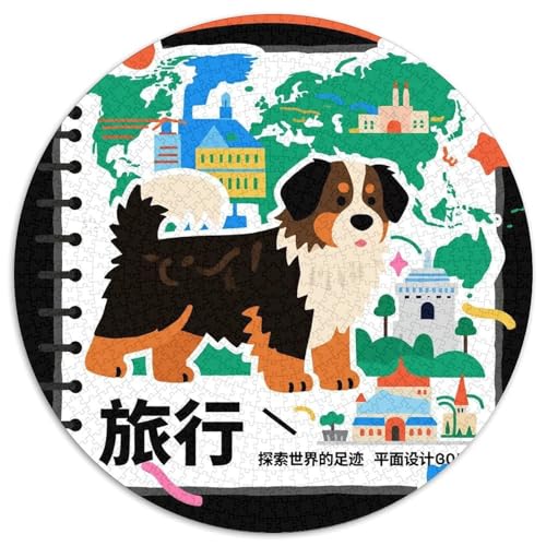 Berner Berghund 1000 Teile Rundes Puzzle Stressabbau Hund Geschenk Unmögliches Spiel Für Erwachsene Und Kinder 1000pcs (67.5x67.5cm) von ZXOAWQX