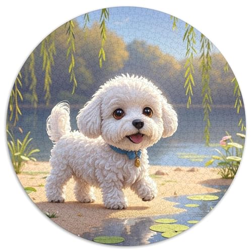 Bichon Frise 1000 Teile Rundes Puzzle Kreatives Hund Jigsaw Geschenk Unmögliches Spiel Für Erwachsene Und Kinder 1000pcs (67.5x67.5cm) von ZXOAWQX