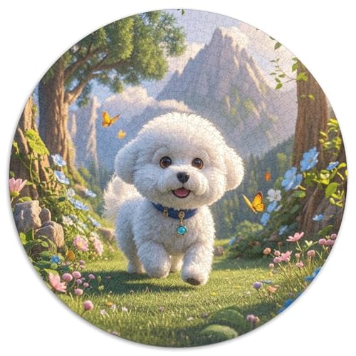 Bichon Frise 1000 Teile Rundes Puzzle Kreatives Hund Jigsaw Geschenk Unmögliches Spiel Für Erwachsene Und Kinder 1000pcs (67.5x67.5cm) von ZXOAWQX