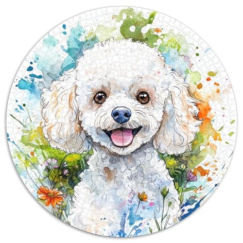 Bichon Frise 1000 Teile Rundes Puzzle Stressabbau Geschenk Erwachsene Anspruchsvoll Für Die Ganze Familie 1000pcs (67.5x67.5cm) von ZXOAWQX