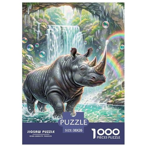 Black Nashörner 1000 Teile Puzzles Puzzlespiele Lernspiel Herausforderung Spielzeug Für Erwachsene Tolle Geschenkidee 38x26cm/1000pcs von ZXOAWQX