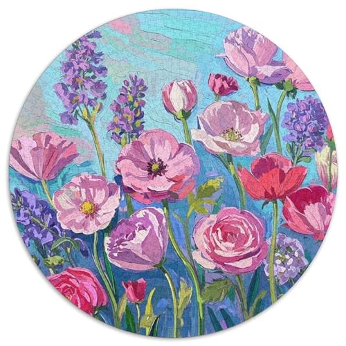 Blumen 1000 Teile Rundes Puzzle Stressabbau Geschenk Unmögliches Spiel Für Erwachsene Und Kinder 1000pcs (67.5x67.5cm) von ZXOAWQX
