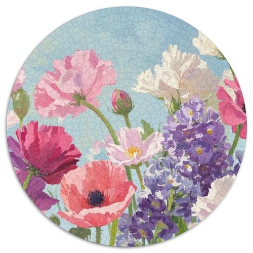 Blumen 1000 Teile Rundes Puzzle Stressabbau Geschenk Unmögliches Spiel Für Erwachsene Und Kinder 1000pcs (67.5x67.5cm) von ZXOAWQX