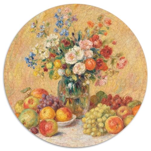 Blumen 1000 Teile Rundes Puzzle Stressabbau Ölmalerei Jigsaw Geschenk Unmögliches Spiel Für Die Ganze Familie 1000pcs (67.5x67.5cm) von ZXOAWQX