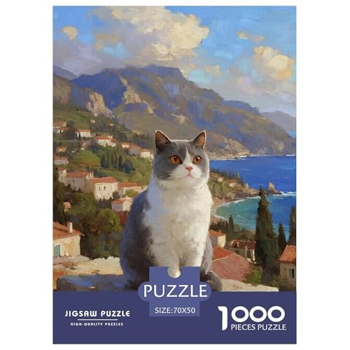 Britische Kurzhaare 1000 Teile Puzzles Haustier Katze Puzzlespiele Kreative Unterhaltung Für Erwachsene Und Kinder Ab 12 Jahren Tolle Geschenkidee 70x50cm/1000pcs von ZXOAWQX