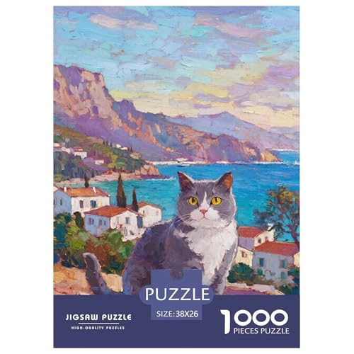 Britische Kurzhaare 1000 Teile Puzzles Haustier Katze Puzzlespiele Lernspiel Herausforderung Spielzeug Für Erwachsene Tolle Geschenkidee 38x26cm/1000pcs von ZXOAWQX