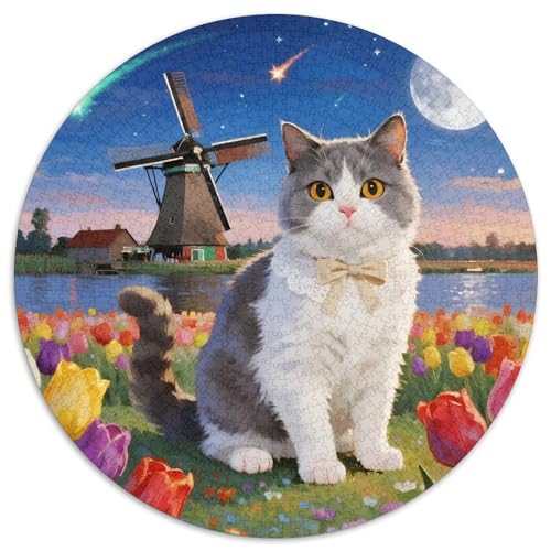 Britische Kurzhaare 1000 Teile Rundes Puzzle Kreatives Pet Katze Geschenk EIN Herausforderndes Für Die Ganze Familie 1000pcs (67.5x67.5cm) von ZXOAWQX