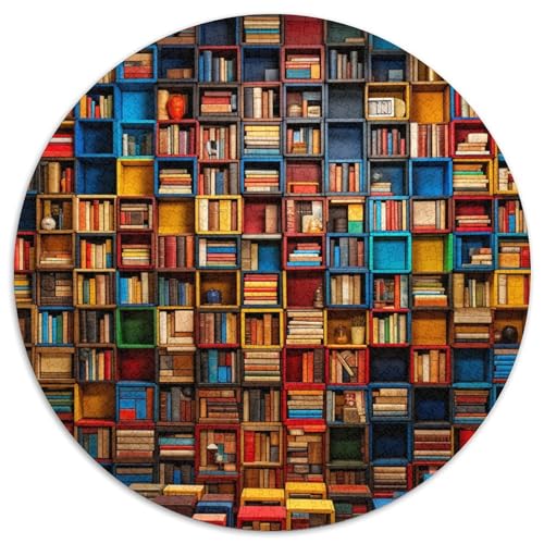 Bücherregale 1000 Teile Rundes Puzzle Stressabbau Geschenk Unmögliches Spiel Für Die Ganze Familie 1000pcs (67.5x67.5cm) von ZXOAWQX