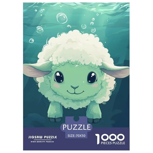 Cartoon Lamm 1000 Teile Puzzles Clevere Lernspiel Herausforderung Spielzeug Für Die Ganze Familie Tolle Geschenkidee 70x50cm/1000pcs von ZXOAWQX