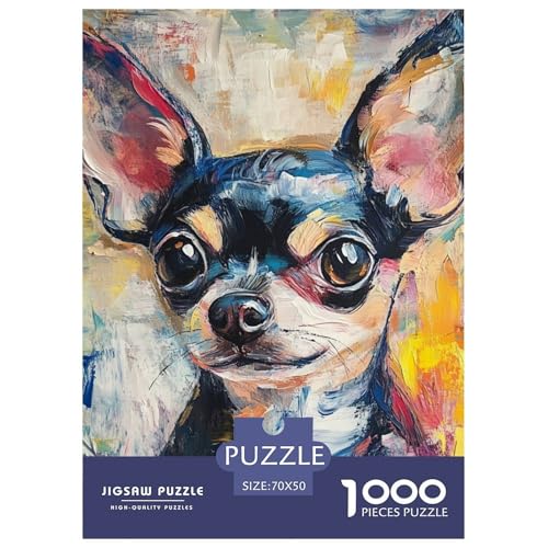 Chihuahua 1000 Teile Puzzles Clevere EIN Herausforderndes Für Erwachsene Und Kinder Ab 12 Jahren Tolle Geschenkidee 70x50cm/1000pcs von ZXOAWQX