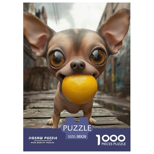 Chihuahua 1000 Teile Puzzles Clevere Lernspiel Herausforderung Spielzeug Für Erwachsene Tolle Geschenkidee 38x26cm/1000pcs von ZXOAWQX