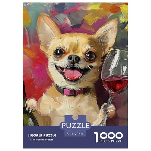 Chihuahua 1000 Teile Puzzles Clevere Lernspiel Herausforderung Spielzeug Für Erwachsene Tolle Geschenkidee 70x50cm/1000pcs von ZXOAWQX