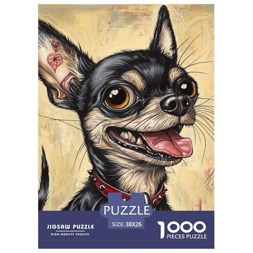 Chihuahua 1000 Teile Puzzles Dekoration Klassisches Lernspiel Für Erwachsene Tolle Geschenkidee 38x26cm/1000pcs von ZXOAWQX