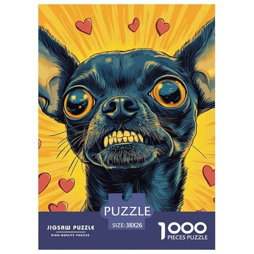 Chihuahua 1000 Teile Puzzles Dekoration Lernspiel Herausforderung Spielzeug Für Erwachsene Tolle Geschenkidee 38x26cm/1000pcs von ZXOAWQX