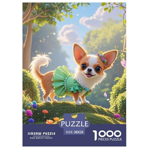 Chihuahua 1000 Teile Puzzles Hund Classic Lernspiel Herausforderung Spielzeug Für Erwachsene Tolle Geschenkidee 38x26cm/1000pcs von ZXOAWQX