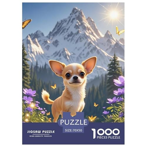 Chihuahua 1000 Teile Puzzles Hund Dekoration EIN Herausforderndes Für Erwachsene Und Kinder Ab 12 Jahren Tolle Geschenkidee 70x50cm/1000pcs von ZXOAWQX