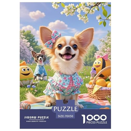 Chihuahua 1000 Teile Puzzles Hund Puzzlespiele Klassisches Lernspiel Für Erwachsene Und Kinder Ab 12 Jahren Tolle Geschenkidee 70x50cm/1000pcs von ZXOAWQX
