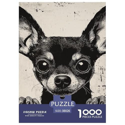 Chihuahua 1000 Teile Puzzles Puzzlespiele Klassisches Lernspiel Für Erwachsene Tolle Geschenkidee 38x26cm/1000pcs von ZXOAWQX