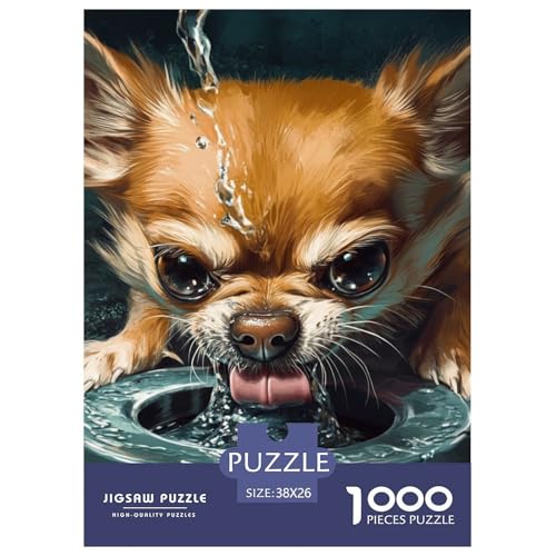 Chihuahua 1000 Teile Puzzles Puzzlespiele Klassisches Lernspiel Für Erwachsene Tolle Geschenkidee 38x26cm/1000pcs von ZXOAWQX