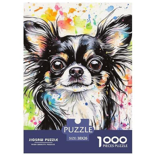 Chihuahua 1000 Teile Puzzles Puzzlespiele Lernspiel Herausforderung Spielzeug Für Die Ganze Familie Tolle Geschenkidee 38x26cm/1000pcs von ZXOAWQX