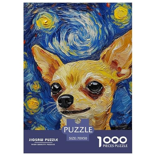 Chihuahua 1000 Teile Puzzles Puzzlespiele Lernspiel Herausforderung Spielzeug Für Erwachsene Tolle Geschenkidee 70x50cm/1000pcs von ZXOAWQX
