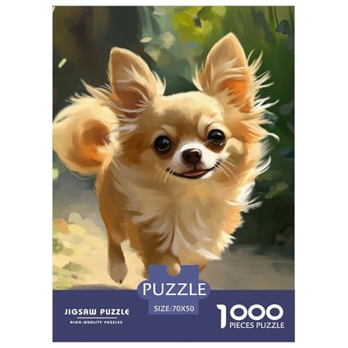 Chihuahua 1000 Teile Puzzles Puzzlespiele Lernspiel Herausforderung Spielzeug Für Erwachsene Tolle Geschenkidee 70x50cm/1000pcs von ZXOAWQX