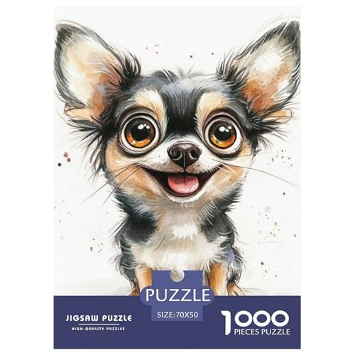 Chihuahua 1000 Teile Puzzles Puzzlespiele Lernspiel Herausforderung Spielzeug Für Erwachsene Tolle Geschenkidee 70x50cm/1000pcs von ZXOAWQX