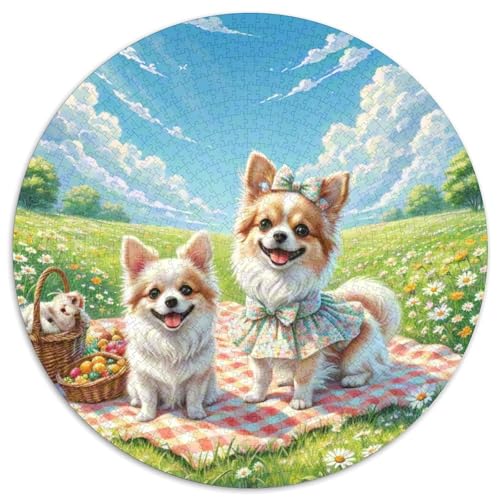 Chihuahua 1000 Teile Rundes Puzzle Kreatives Hund Geschenk Unmögliches Spiel Für Erwachsene Und Kinder 1000pcs (67.5x67.5cm) von ZXOAWQX