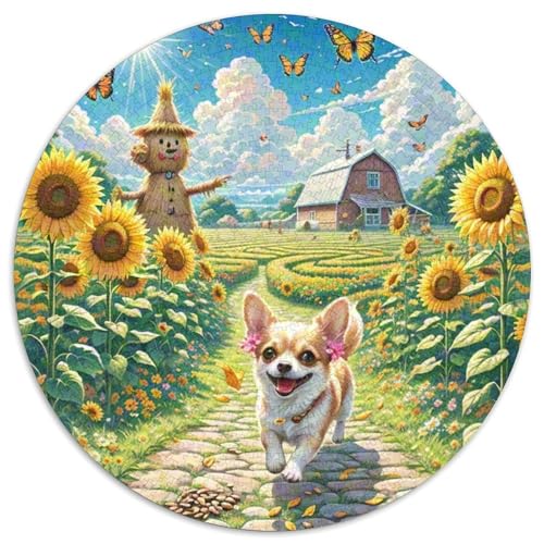 Chihuahua 1000 Teile Rundes Puzzle Kreatives Hund Jigsaw Geschenk Unmögliches Spiel Für Erwachsene Und Kinder 1000pcs (67.5x67.5cm) von ZXOAWQX