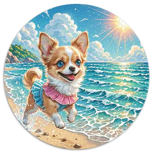 Chihuahua 1000 Teile Rundes Puzzle Kreatives Hund Jigsaw Geschenk Unmögliches Spiel Für Erwachsene Und Kinder 1000pcs (67.5x67.5cm) von ZXOAWQX